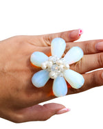 Maxi anillo piedra natural blanca