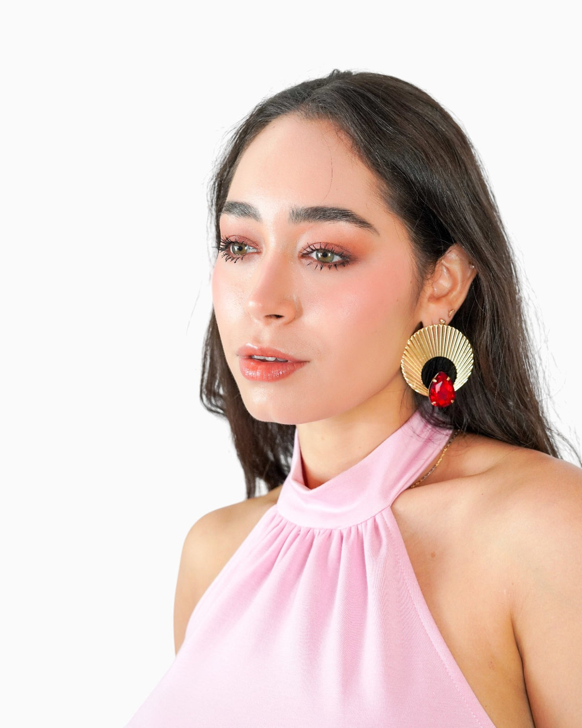 Aretes Maxi Cristal Rojo