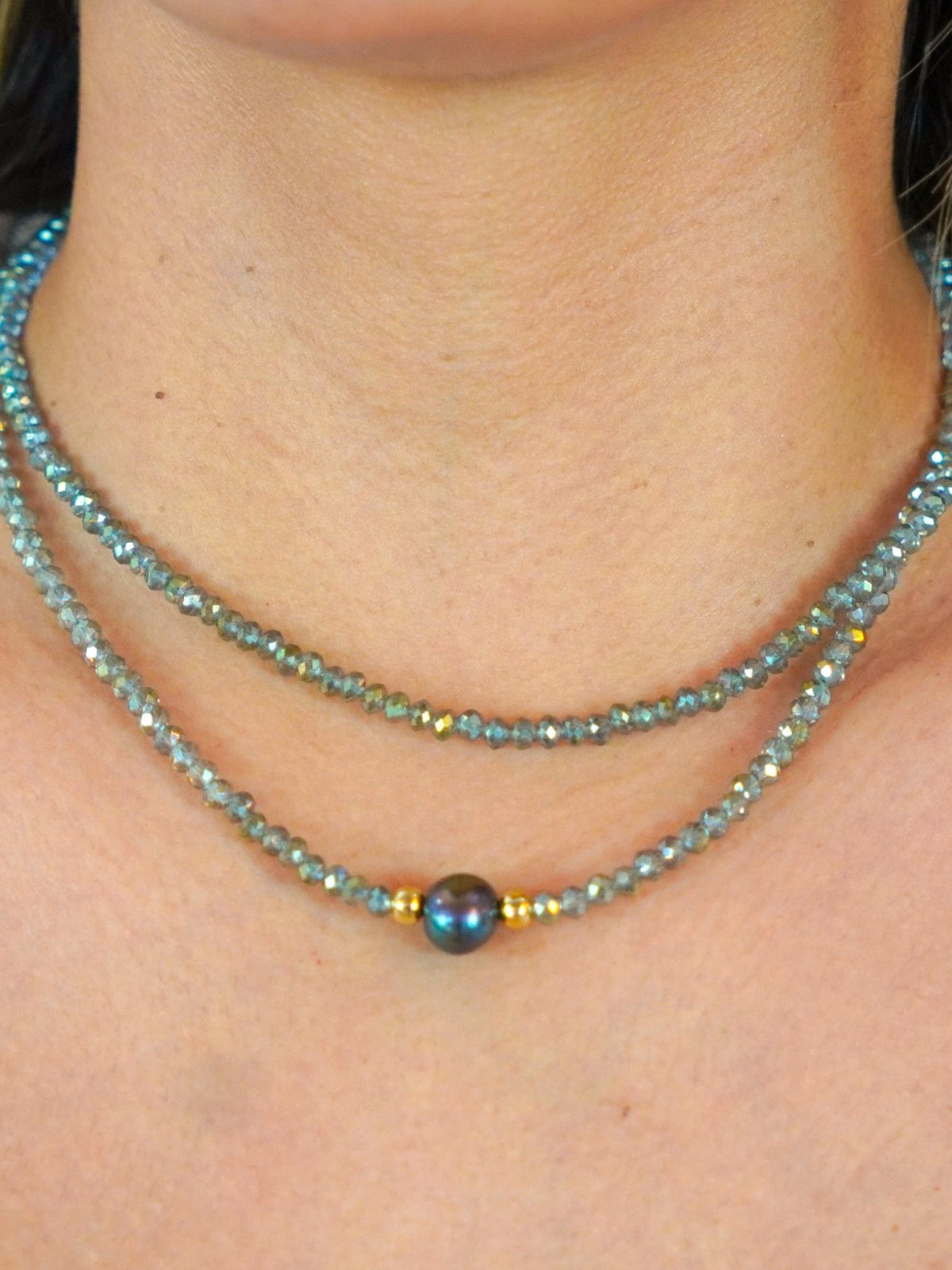 Collar Riviére Perla Negra