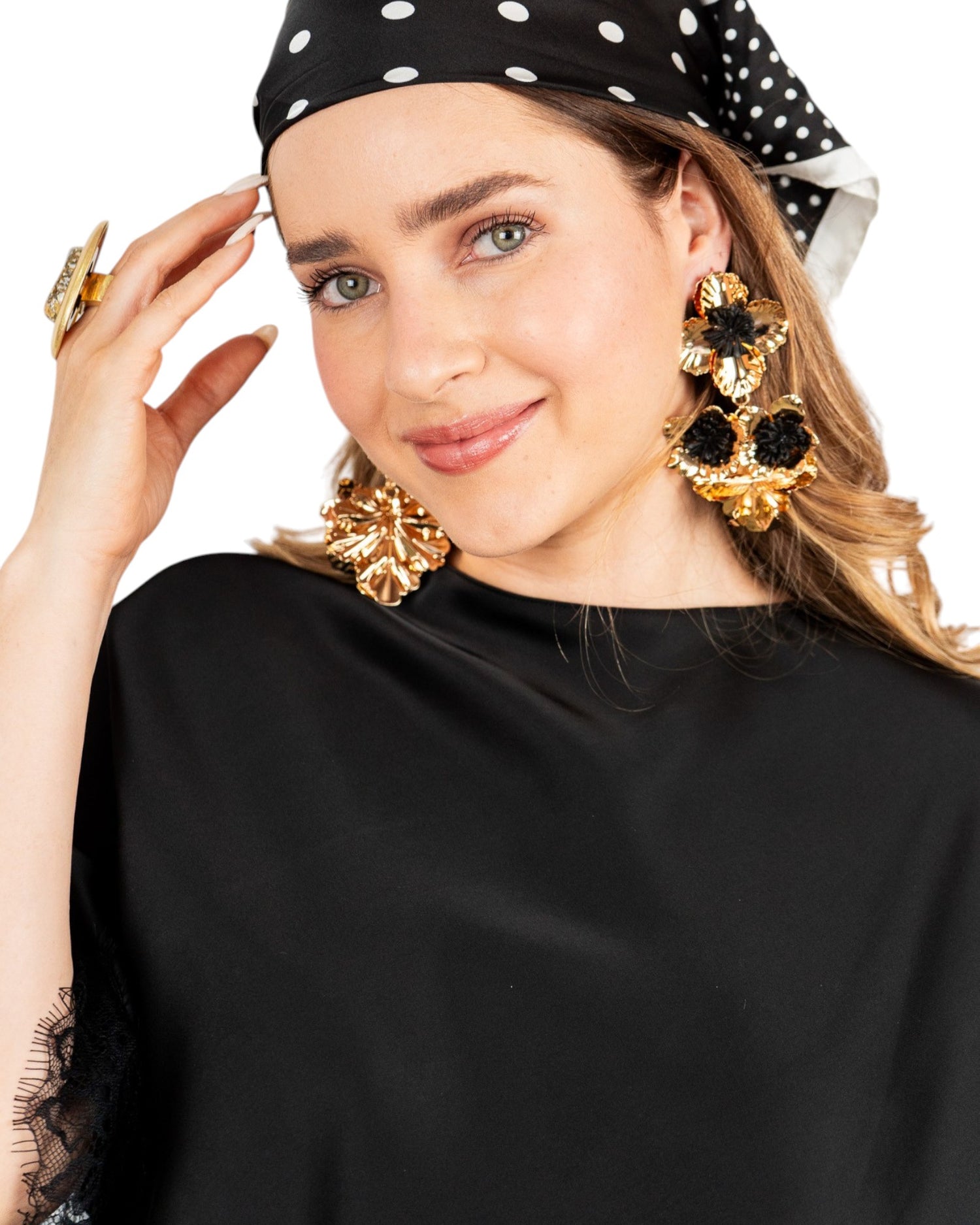 Aretes Black Delphina Stem