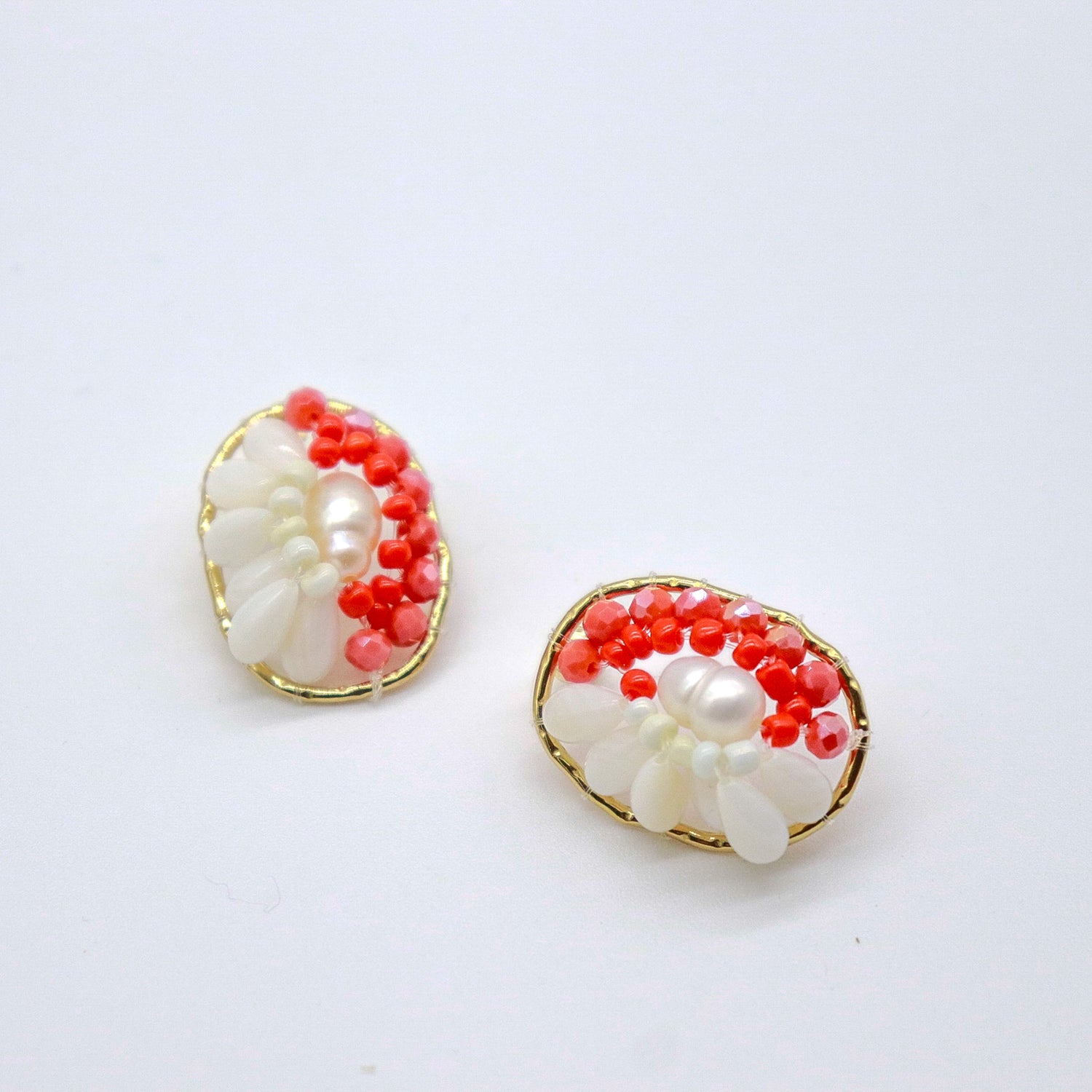 Aretes handmade perla y cristal